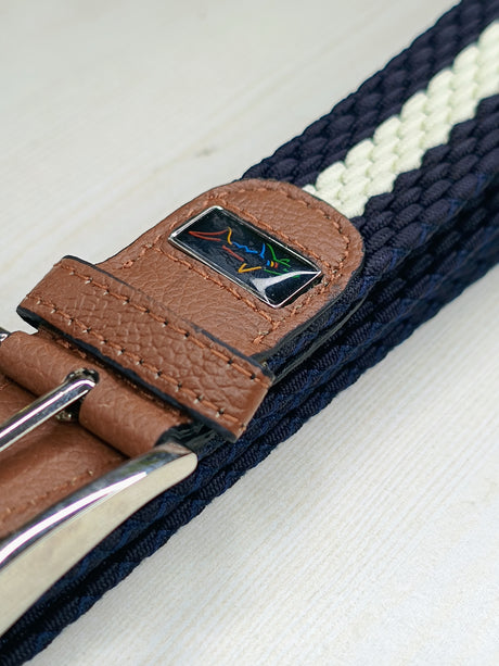 Men's Striped Stretchable Golf Braided Belt
