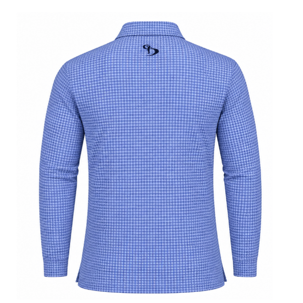 Men’s Micro Geometric Printed Stretchable Long Sleeve Golf Polo