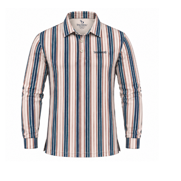Men’s Vertical Stripe Performance Long Sleeve Golf Polo