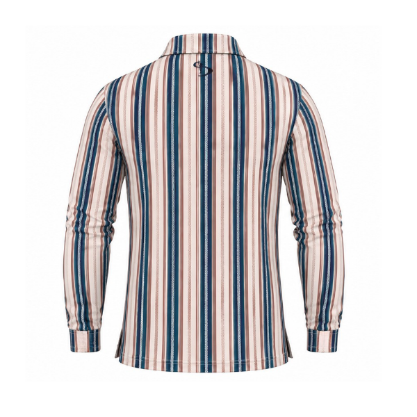 Men’s Vertical Stripe Performance Long Sleeve Golf Polo