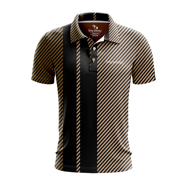 Men's Noir Gold Stripe Golf Polo
