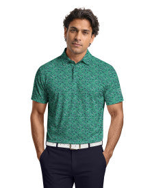 Flowering Peach Print Short Sleeve Golf Polo Shirt