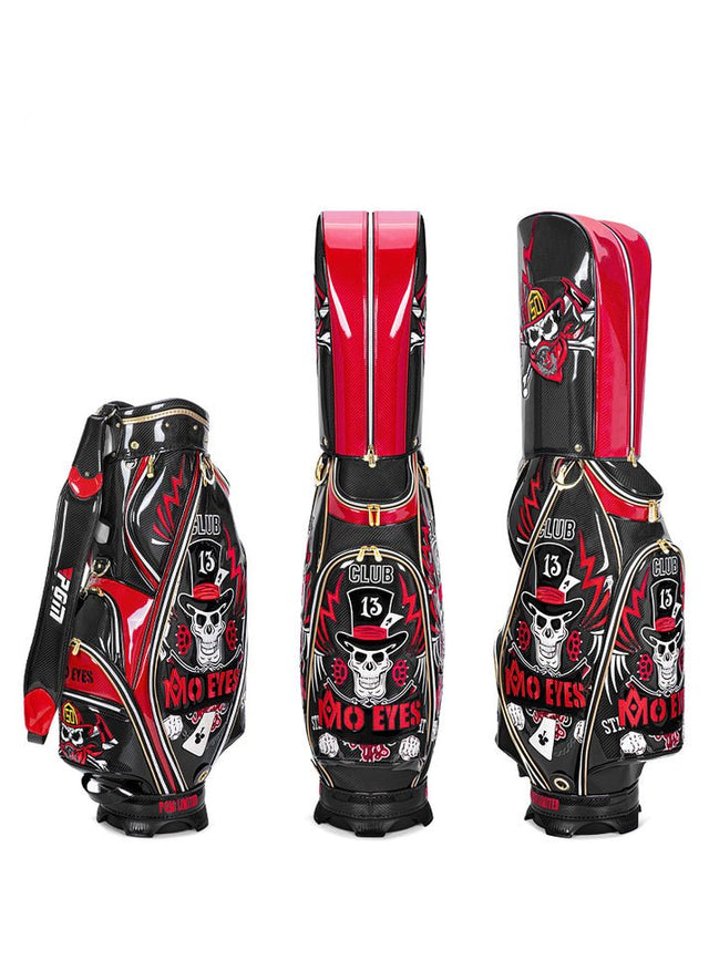 QB112 Abstract Black Red Embroidered Cart Bag