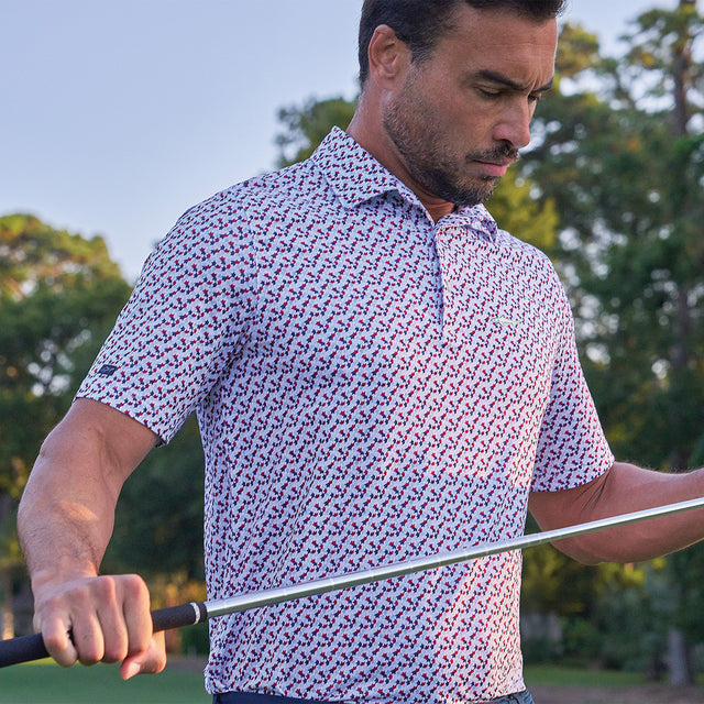 ML75 Stretch Mesh Champions Crown Polo White