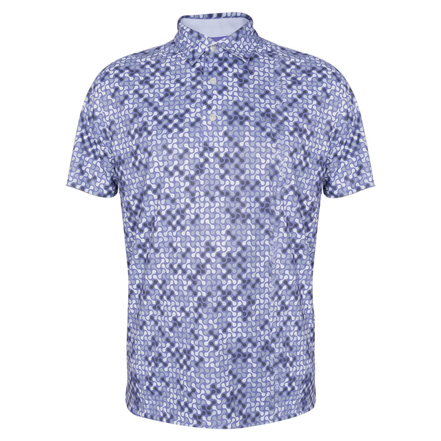 Men,s Blue White  printed Half Sleeves Golf Stretch Polo