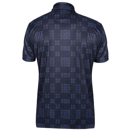 Men's Navy Geometric  printed Half Sleeves Stretch Polo