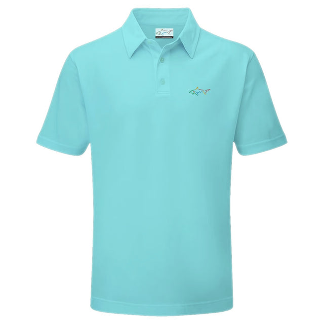 Junior's Stretchable Solid Golf Polo - Aqua