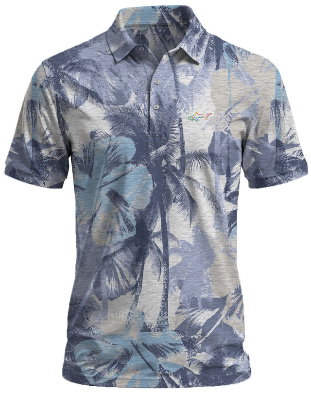 Men's Tropical Print Golf Polo – Blue & Beige