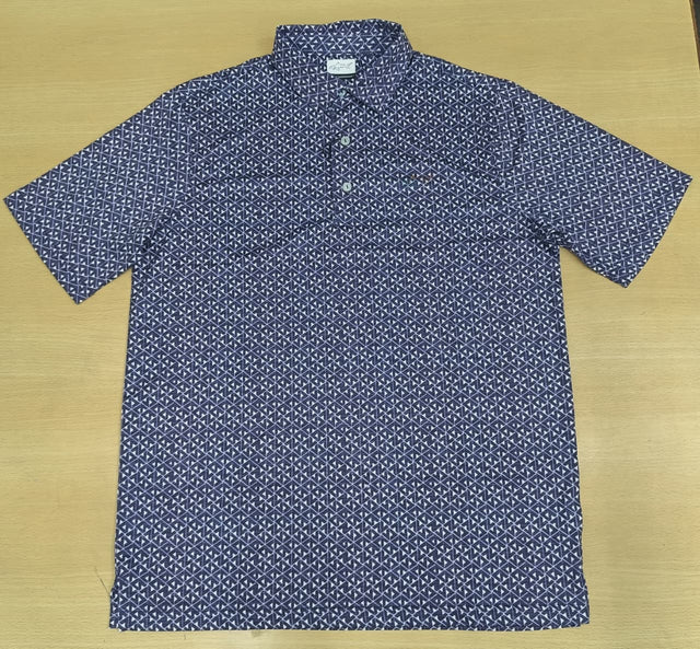 Men's “Blue Vector” Geometric Golf Polo