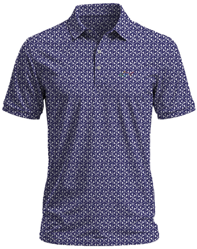 Men's “Blue Vector” Geometric Golf Polo