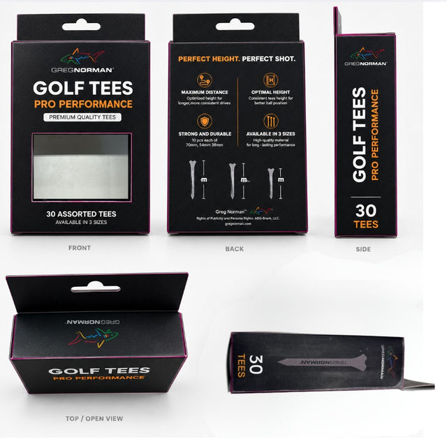 Pro Performance Crown Top Wooden Golf Tees - Pack Of 30