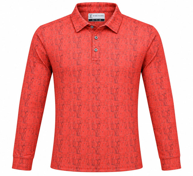 Artistic Glassware Print Full Sleeve Sleeve Golf Polo Shirt