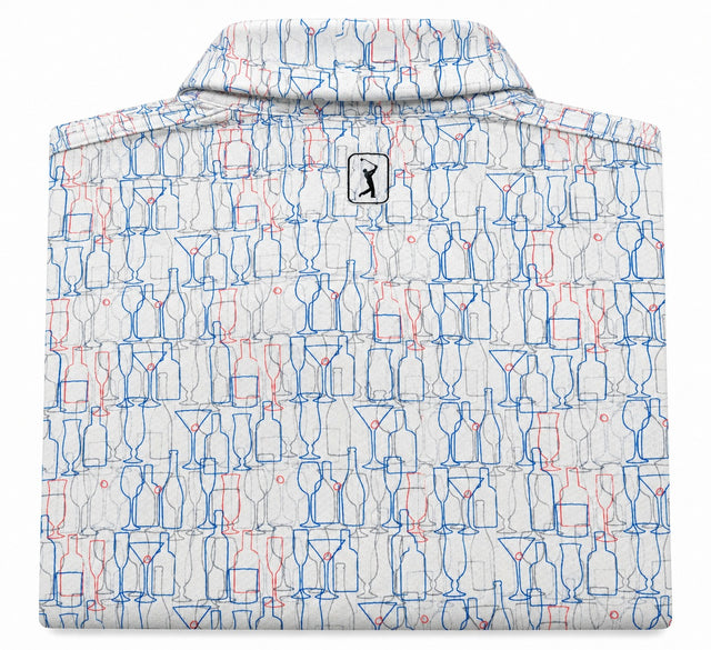 Artistic Glassware Print Full Sleeve Sleeve Golf Polo Shirt