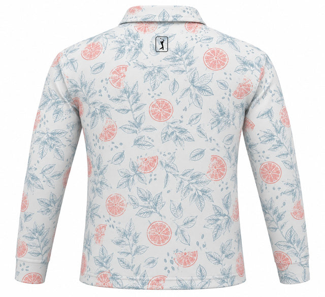 Citrus Bloom Print Short Sleeve Golf Polo Shirt