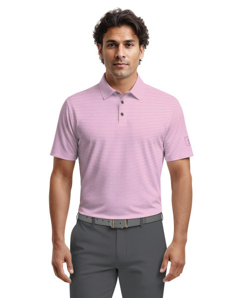 Men's Cooling Stripe Short Sleeve Golf Polo Shirt
