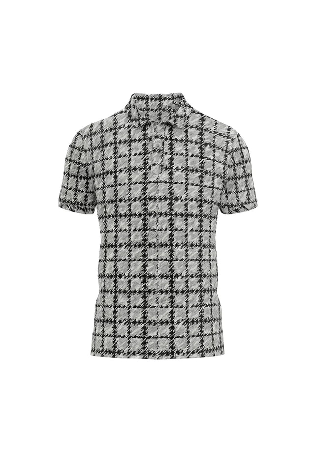 Men's Geometric Printed Golf Polo - Grey