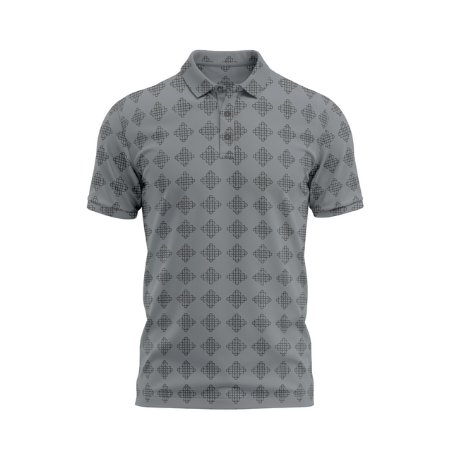 Men's Box Printed Golf Polo - Light Green