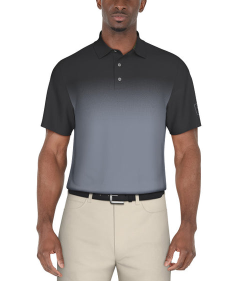 Ombre Print Short Sleeve Golf Polo Shirt - Iron Gate