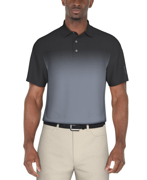 Ombre Print Short Sleeve Golf Polo Shirt - Iron Gate