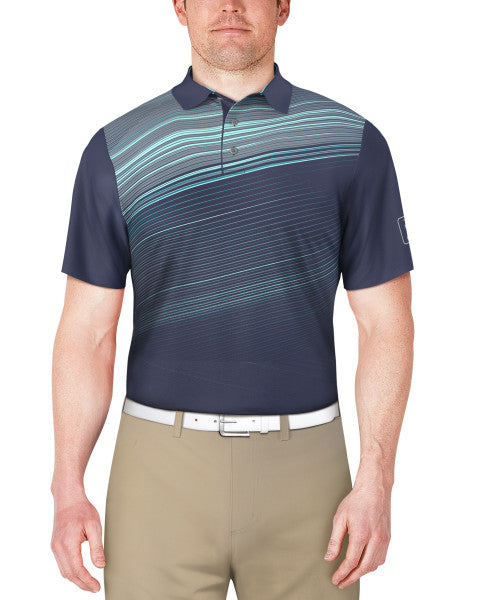 PGA Tour Asymmetric Stripe Print Short Sleeve Golf Polo Shirt