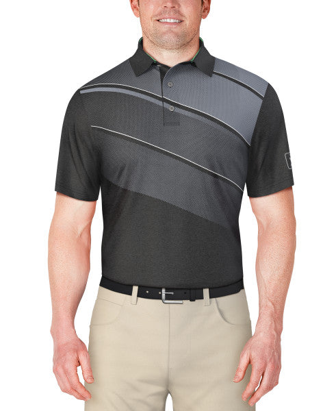 Asymmetric Heather Print Short Sleeve Golf Polo Shirt