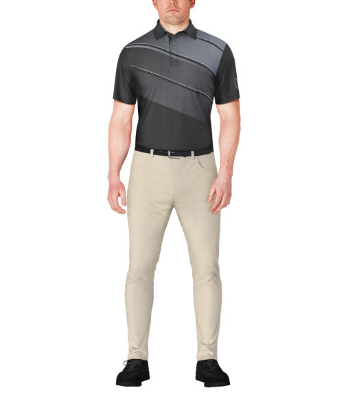 Asymmetric Heather Print Short Sleeve Golf Polo Shirt