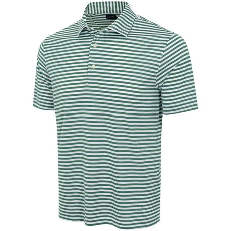 ML75 Recycled Microlux Yarn-Dye Stripe Golf Polo - Birdie Green/White