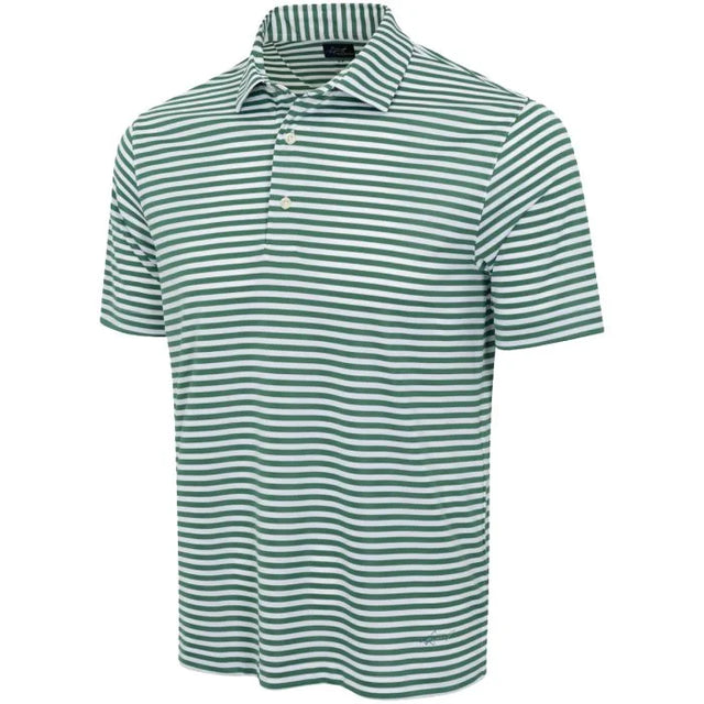 ML75 Recycled Microlux Yarn-Dye Stripe Golf Polo - Birdie Green/White