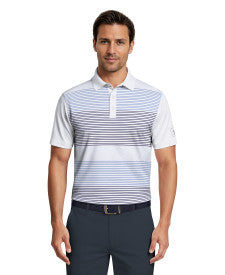 Layered Stripe Print Short Sleeve Golf Polo Shirt