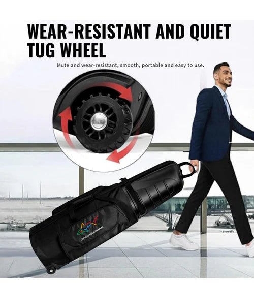 Hardcase Golf Travel Bag - Wheels, Anti-Collision Design Hard Shell on Top
