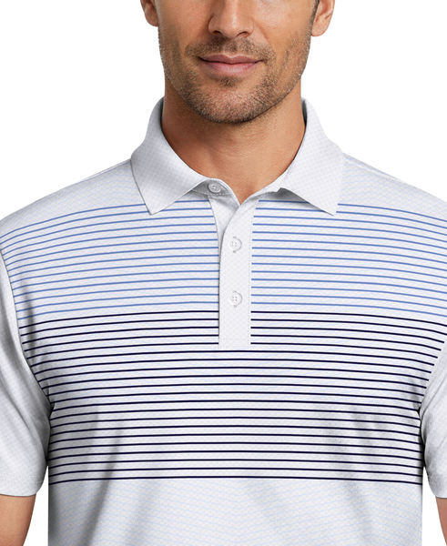 Layered Stripe Print Short Sleeve Golf Polo Shirt