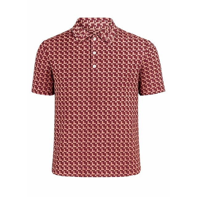 Men's Stretchable Geomatic Print Golf Polo - Maroon