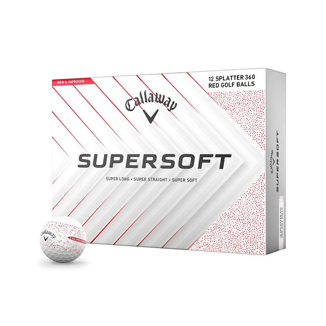 Supersoft Splatter 360 Golf Balls- White/Red