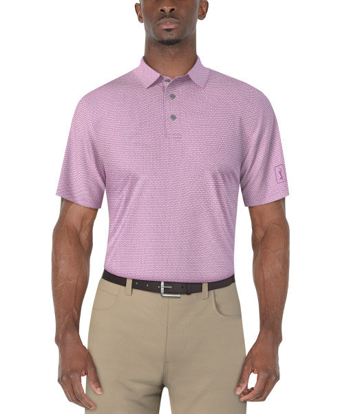 Micro Jacquard Short Sleeve Golf Polo Shirt - Iris Orchid