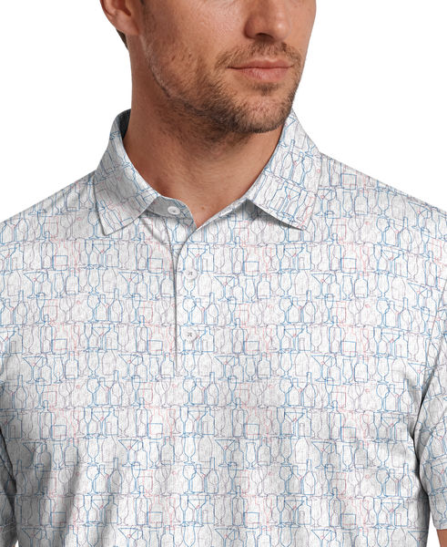 Linear Cocktail Print Short Sleeve Golf Polo Shirt