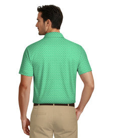 Linear Geometric Print Short Sleeve Golf Polo Shirt
