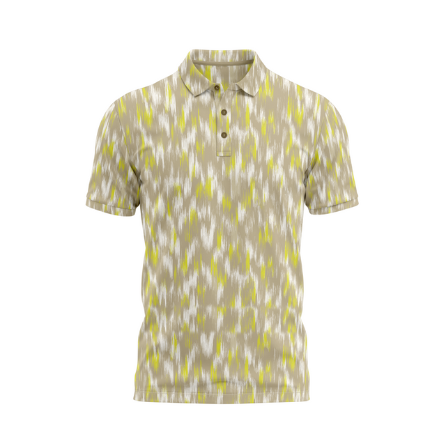 Men's Abstract Art Golf Polo - Yellow