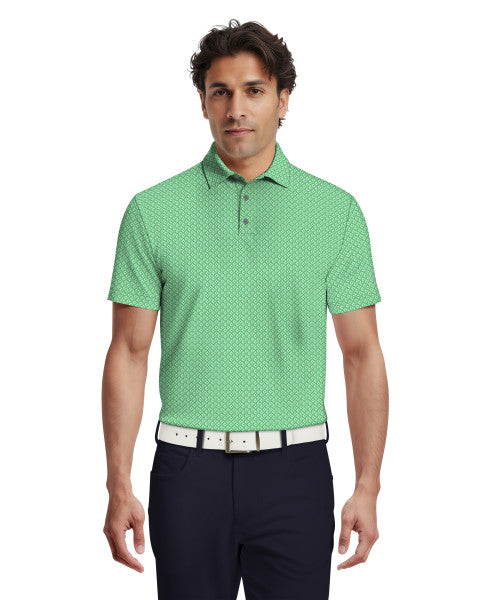 Essential Geo Print Short Sleeve Golf Polo Shirt