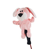 Pink plush Golf Headcover toy on a white background