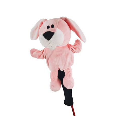 Pink plush Golf Headcover toy on a white background
