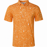 Men's Halloween Printed Golf Polo - Orange