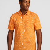 Men's Halloween Printed Golf Polo - Orange