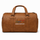 Brown leather Golf  duffel bag with Greg Norman logo on a white background