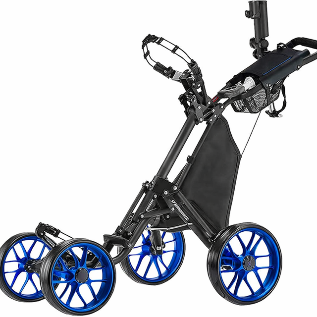 CaddyCruiser ONE Pro One-Click Folding 4-Wheel Golf Push Cart (Trolley)