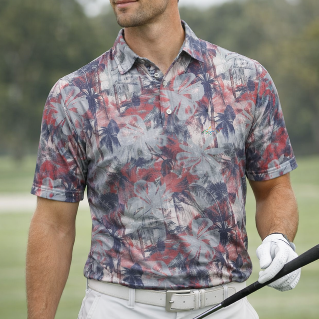 Men's Hibiscus Palm Golf Polo