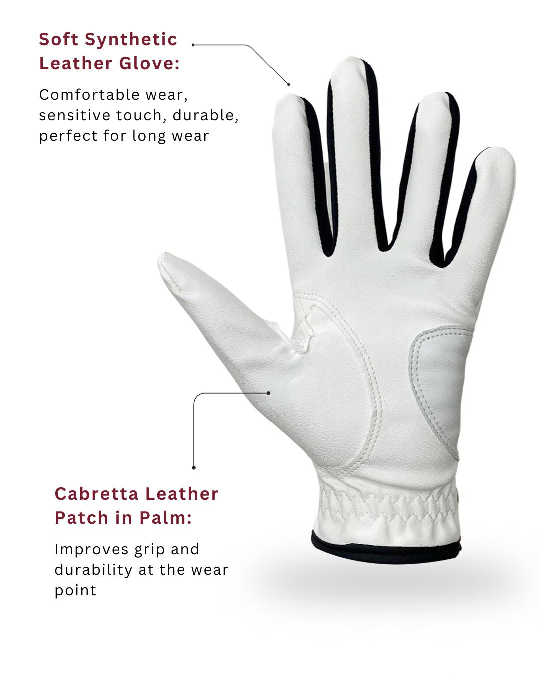 Soft Synthetic Leather Left Hand Golf Glove (Pack of 2)