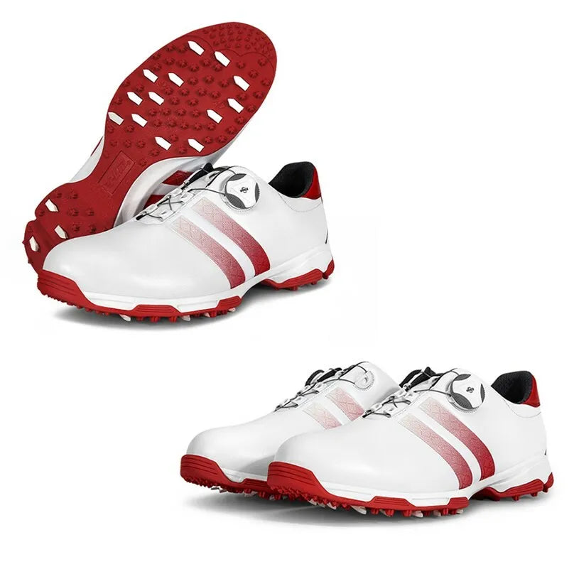 Men's Golf  Anti Slip Waterproof Golf Shoes - White/Red