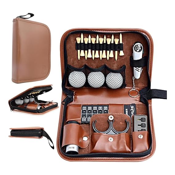 Golf Tool Kit Gift Set, Golf Accessories Set with Golf Balls, Rangefinder, Golf Tees, Cleaning Brush, Multifunctional Divot Tool, Scorer, Ball Holder Clip