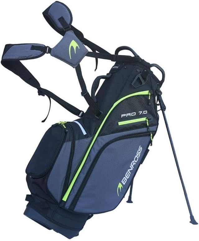 Benross Pro 7.0 Golf Stand Bag – Lightweight Golf Carry Bag with 7-Way Divider - Black Lime