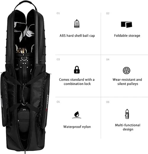 Hardcase Golf Travel Bag - Wheels, Anti-Collision Design Hard Shell on Top